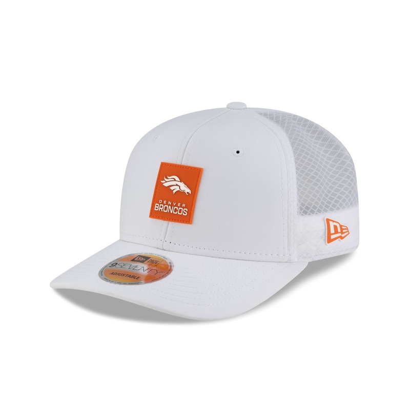 Denver Broncos 2025 Sideline Hot Weather White 9SEVENTY Trucker Hat One Size
