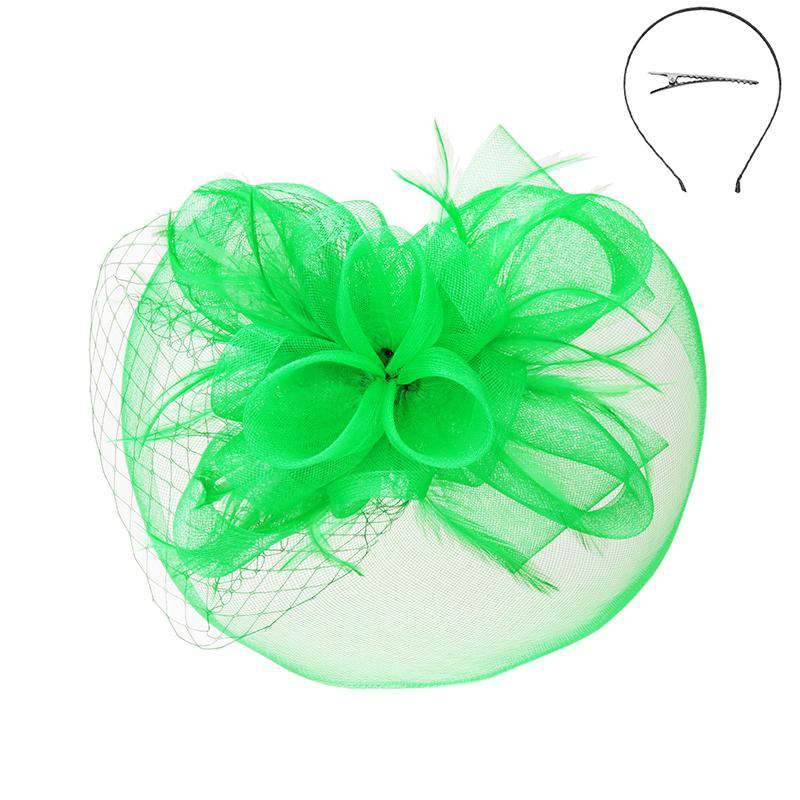 Fascinator with Loopy Mesh Center – Sophia Collection Geen