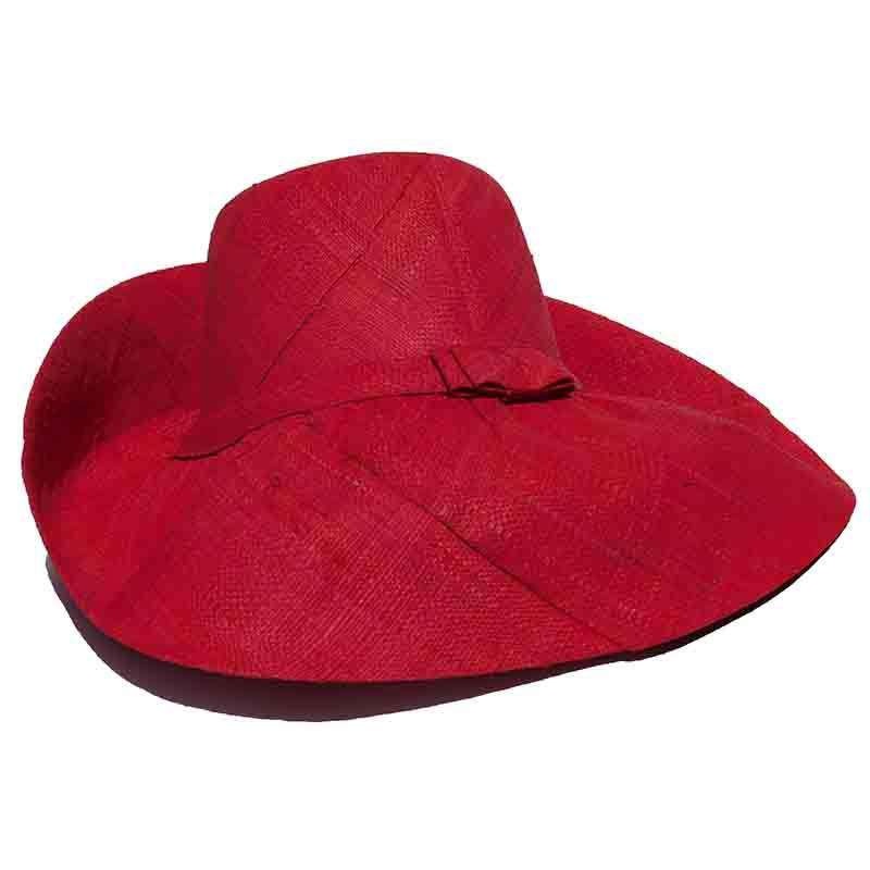Madagascar Raffia Wide Brim Sun Hats in Solid Colors Red