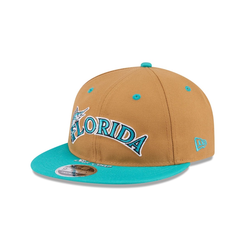 Miami Marlins Wheat Retro Crown 9FIFTY Snapback Hat One Size