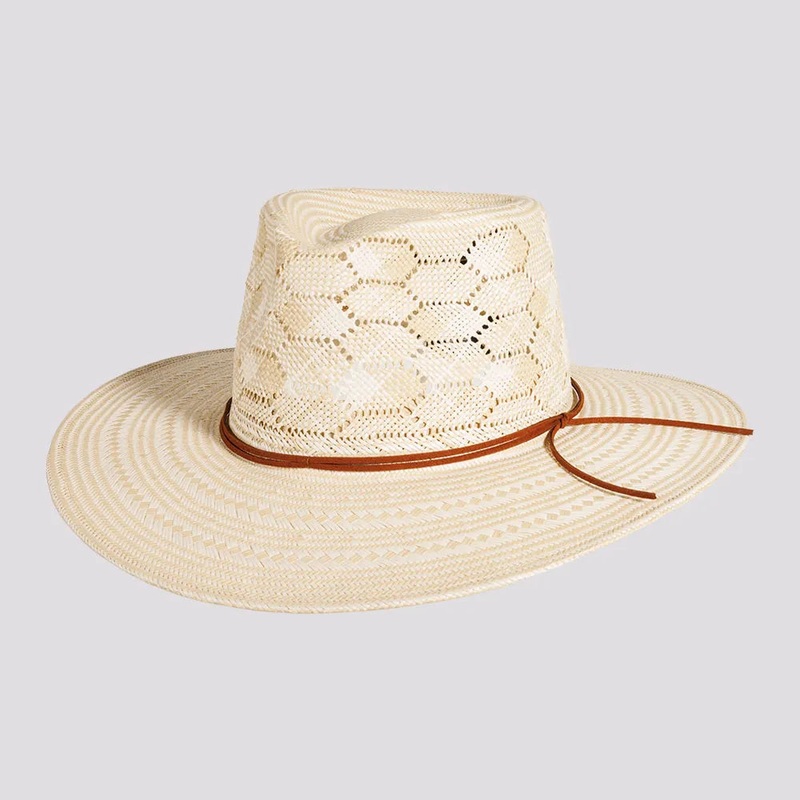 Mira | Mens Glazed Two Tone Toyo Straw Outback Hat Ivory S/M