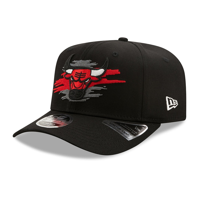 New Era 9FIFTY Chicago Bulls Stretch Snapback Cap – NBA Tear Logo – Black Small/Medium