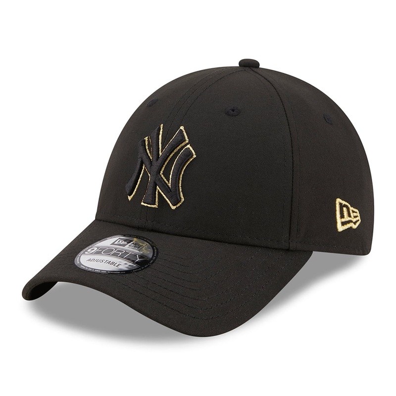 New Era 9FORTY New York Yankees Baseball Cap – MLB Metallic Outline – Black-Gold Adjustable