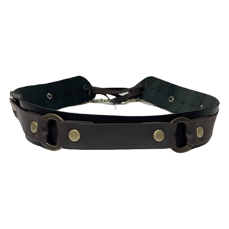 SR2 | Cowhide Leather Hat Band with Brass Rings Black