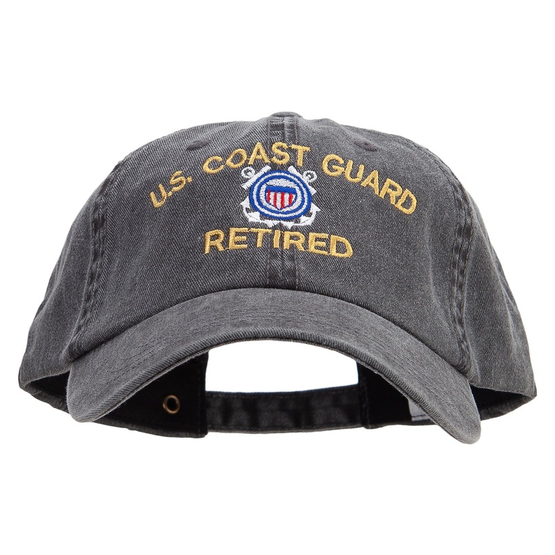 US Coast Guard Retired Embroidered Big Size Washed Pigment Dyed Cap Black XL-3XL