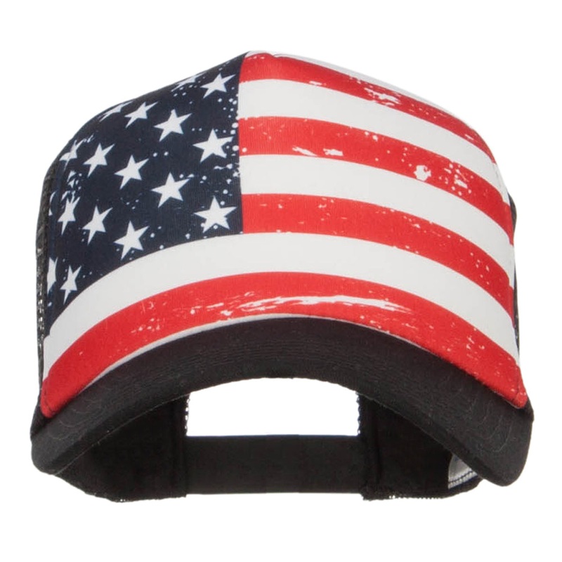 USA Flag Foam Trucker Cap Black One Size