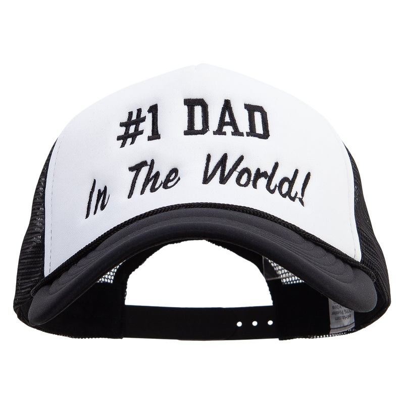 #1 DAD in the World! Big Size Embroidered Big Foam Mesh Truck Cap White Black XL-3XL