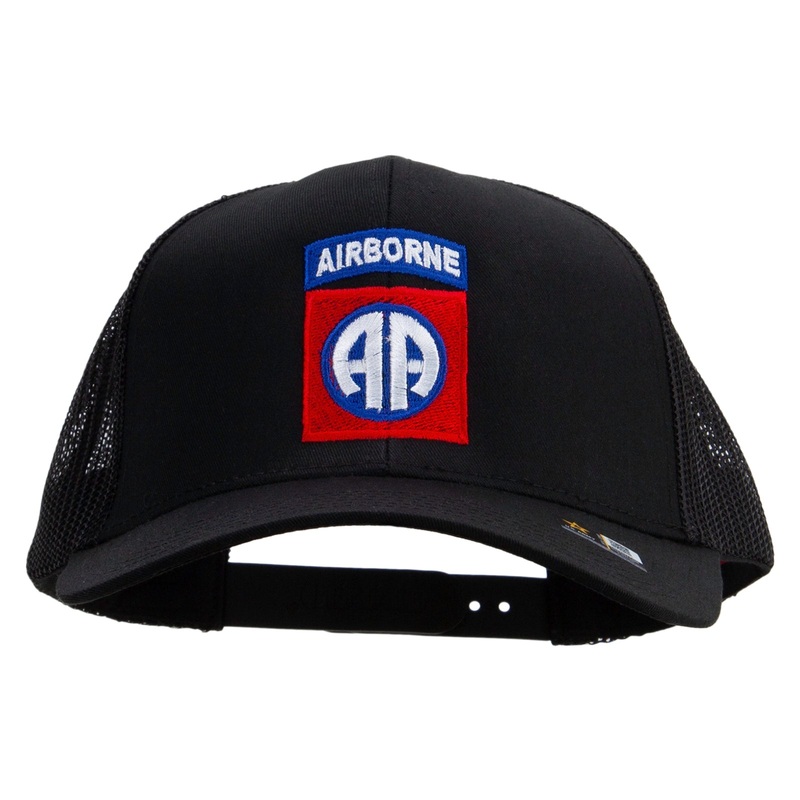82nd Airborne Military Embroidered Solid Cotton Twill Mesh Prostyle Cap Black One Size