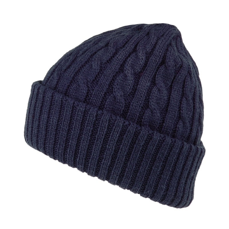 Barbour Hats Balfron Knit Beanie Hat – Navy Blue 1-Size