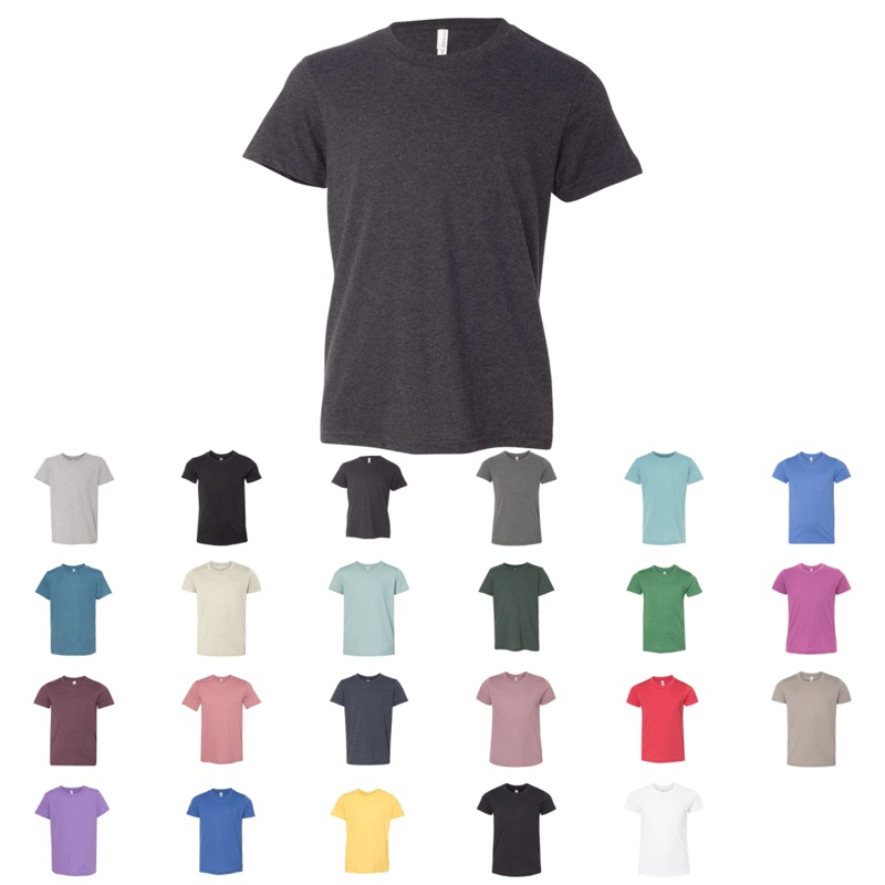 Bella + Canvas 3001YCVC Youth Kids CVC Unisex Jersey Tee T-Shirt S