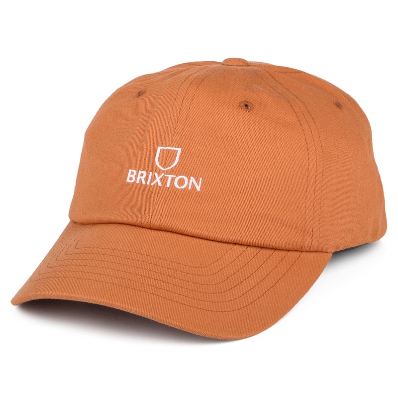 Brixton Hats Alpha LP Cotton Baseball Cap – Washed Orange Adjustable