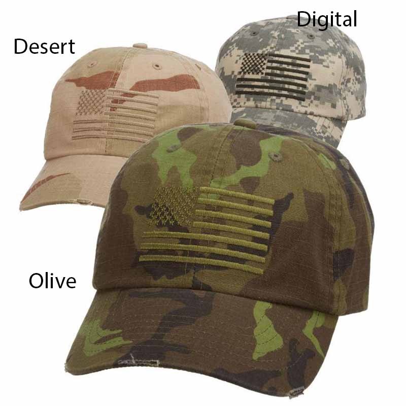 Camo Cap with Embroidered USA Flag – DPC Global Desert Camo