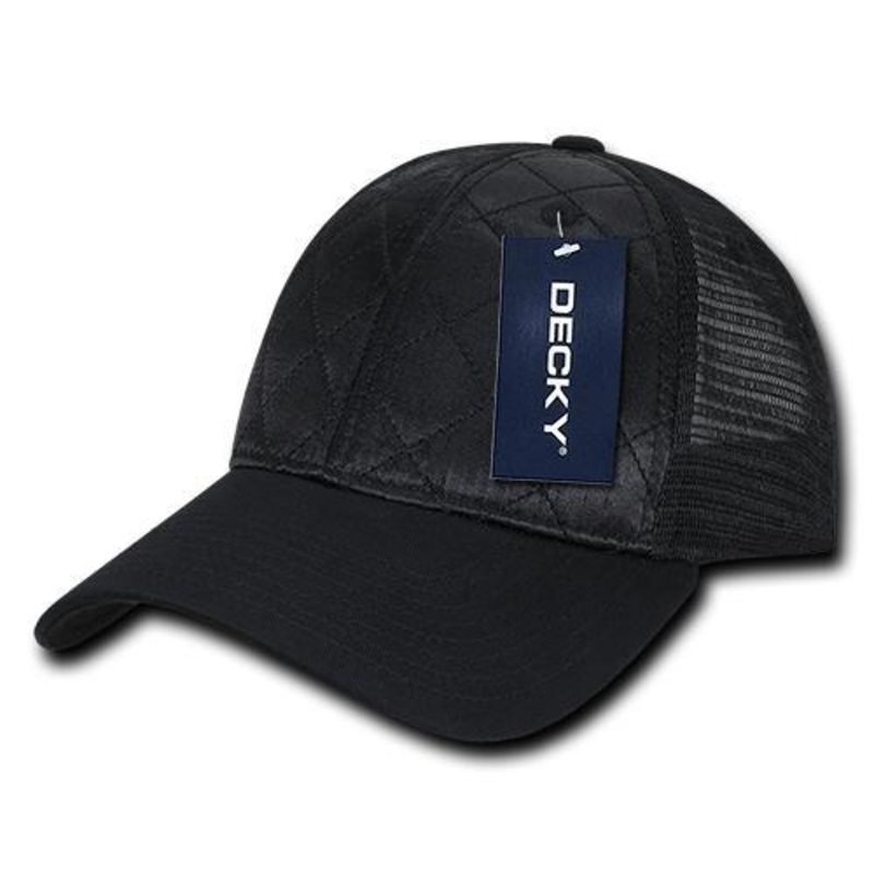 Decky 1142 – 6 Panel Low Profile Structured Quilted Trucker Hat – CASE Pricing Black