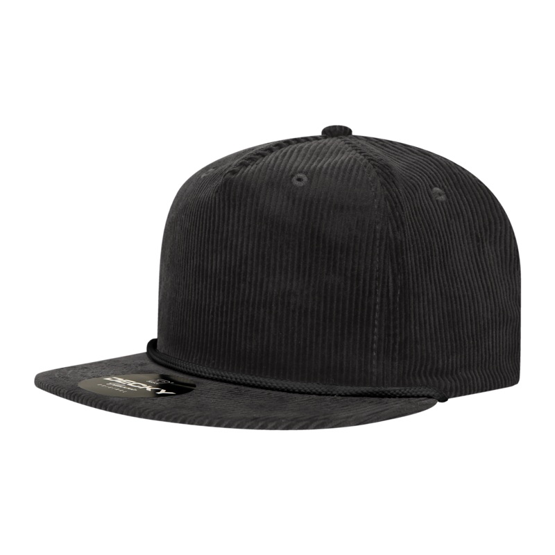 Decky 6043 5 Panel High Profile Relaxed Corduroy Rope Hat Black
