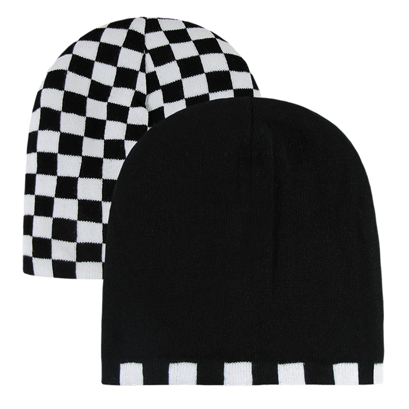 Decky 8024 Checker Knit Beanie Black