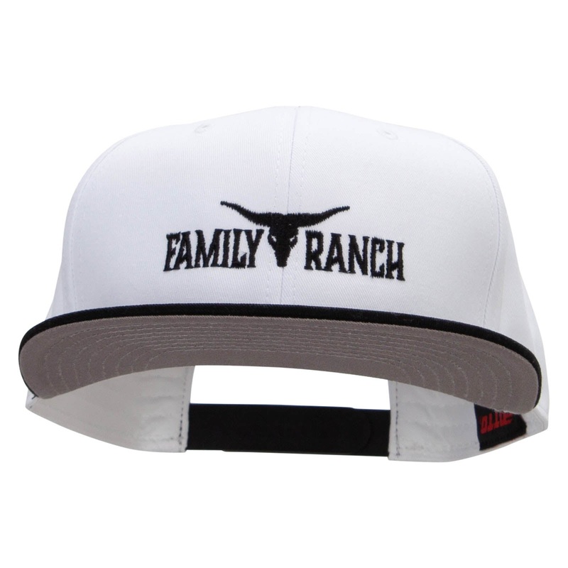 Family Ranch Embroidered Two Tone Superior Cotton Twill Flat Bill Snapback Cap Black White One Size