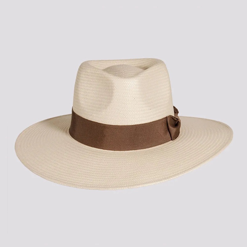 Lennox | Mens Glazed Toyo Straw Outback Wide Brim Sun Hat Ivory S/M