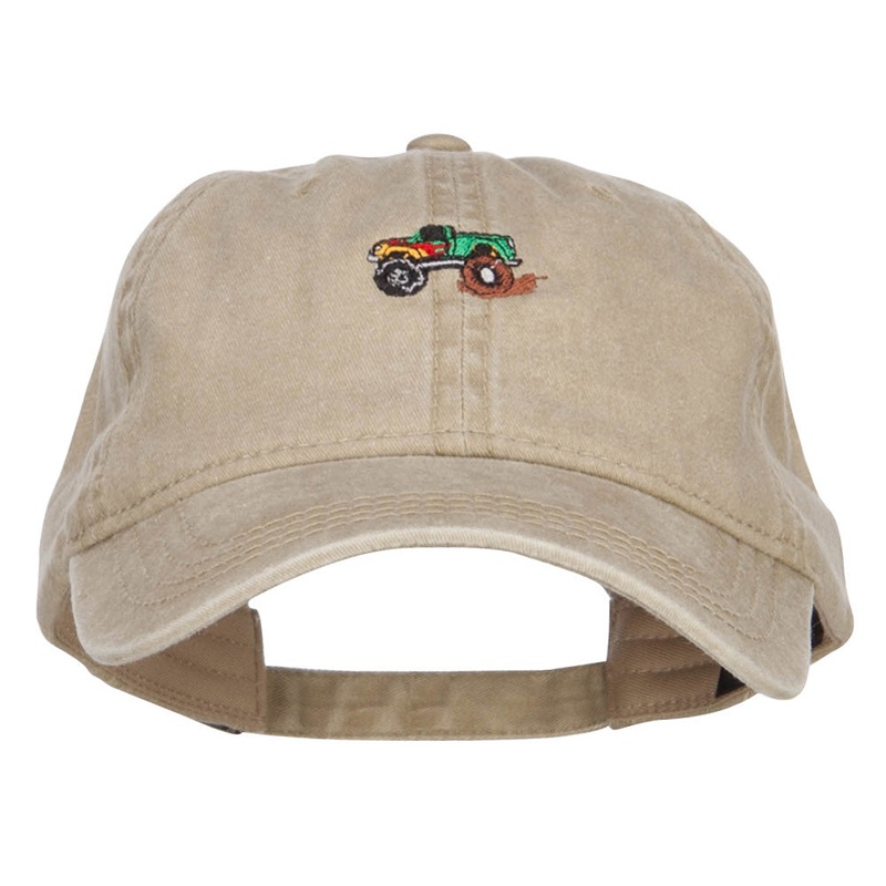 Mini Monster Truck Embroidered Washed Cap Khaki One Size