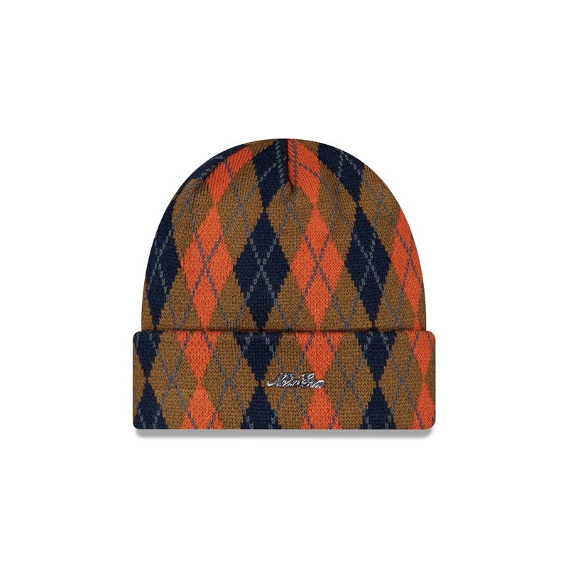 New Era Cap Argyle Check Walnut Cuff Knit Hat One Size