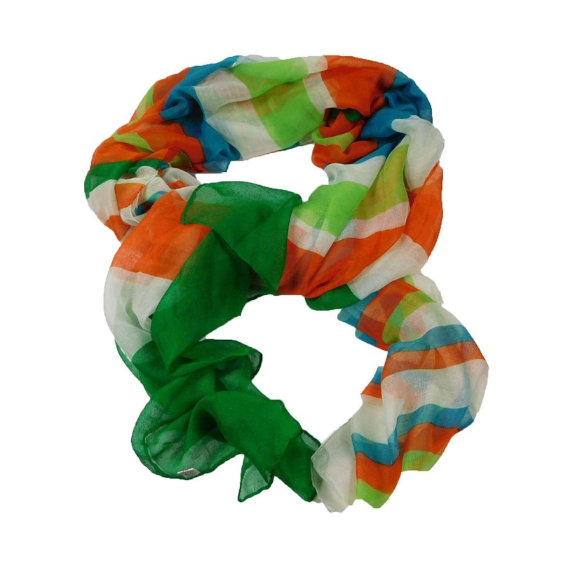 Orange-Green-Blue Striped Scarf