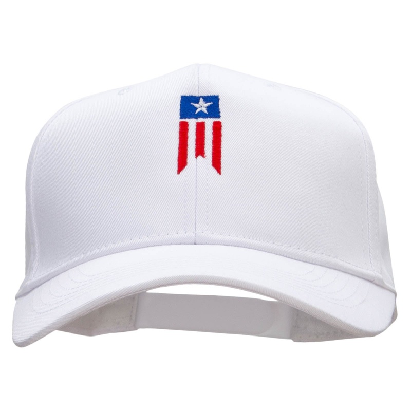 Patriotic Flag  Embroidered Cotton Twill Pro Style Cap White One Size