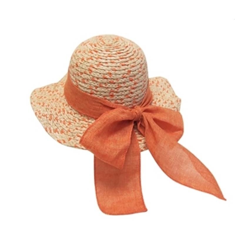 Petite Raffia Summer Hat with Large Bow – Fun Day Sun Hat Orange XS (53 cm)