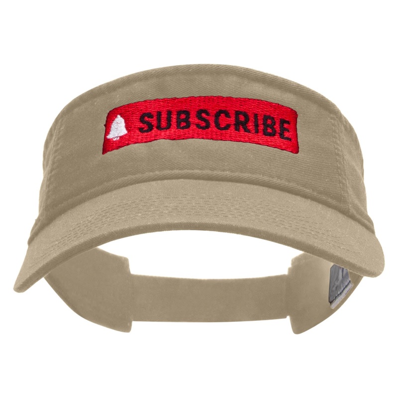 Subscribe Embroidered Pro Style Cotton Twill Washed Visor Khaki One Size