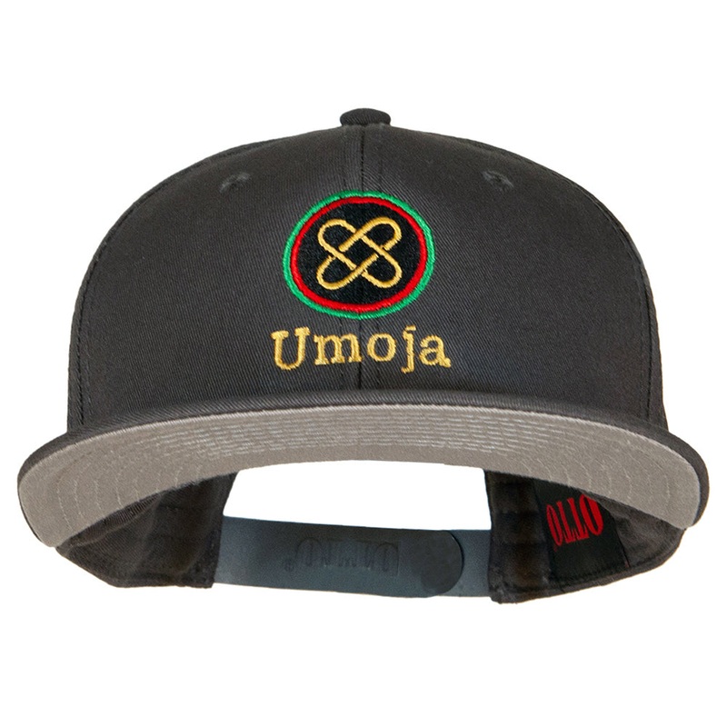 Umoja Kwanzaa Embroidered Superior Cotton Twill Flat Bill Prostyle Snapback Cap Charcoal One Size