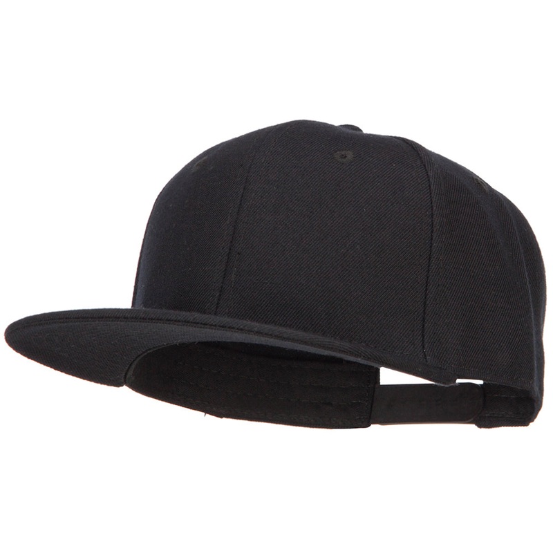 Wool Blend Flat Bill Snapback Cap Black One Size