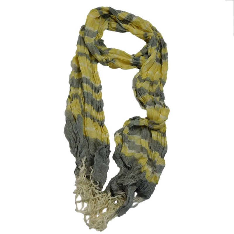 Yellow and Grey Striped Scarf Yellow and Grey