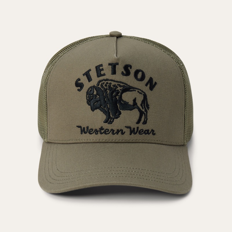 Bison Trucker Hat Olive O/S