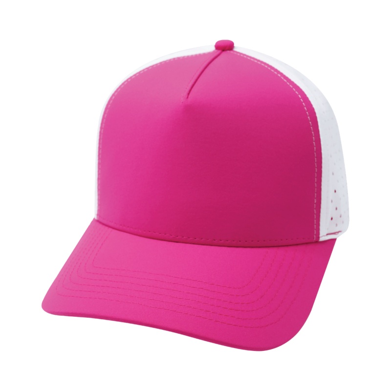 Blank – 5 Panel – Structured – Neon Pink / White (Unisex) – Laser Mesh