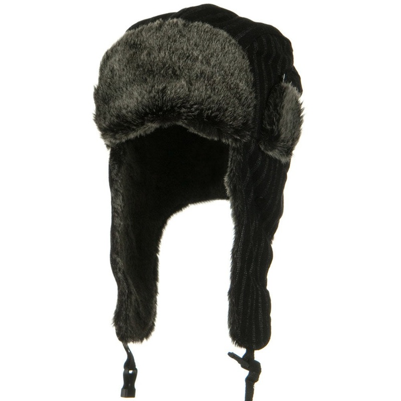 Blended Polyester Pinstripe Trooper Hat Black M-L