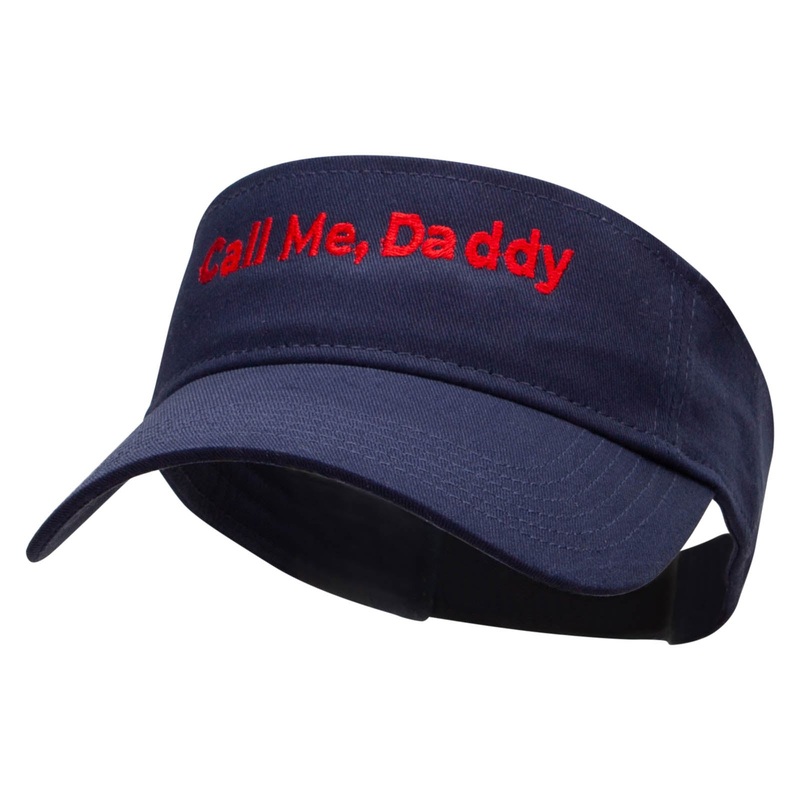 Call Me, Daddy Embroidered Cotton Twill Sun Visor Navy One Size