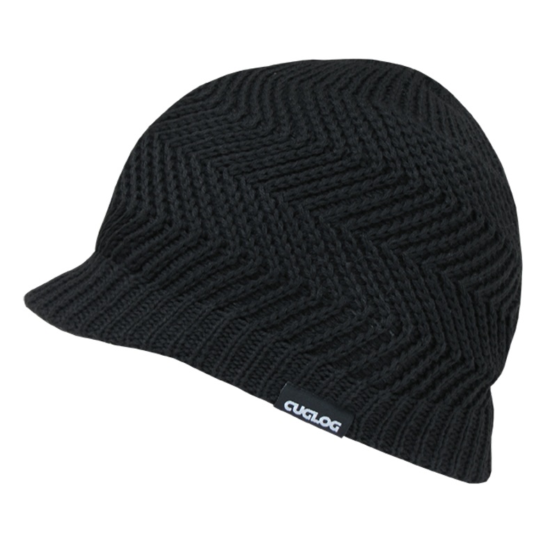 Elbert Zig Zag HybriCap Beanie, Knit Cap – Cuglog K011 Black
