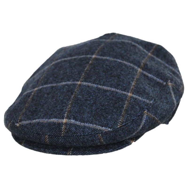 Gaslamp Windowpane Plaid Wool Blend Ivy Cap DENIM BLUE S