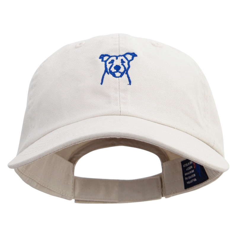 Happy Dog Face Embroidered Low Profile Dyed Cotton Twill Cap Putty One Size