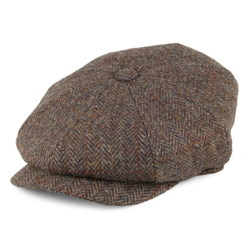 Jaxon & James HARRIS TWEED Northbay Newsboy Cap – Olive-Brown S