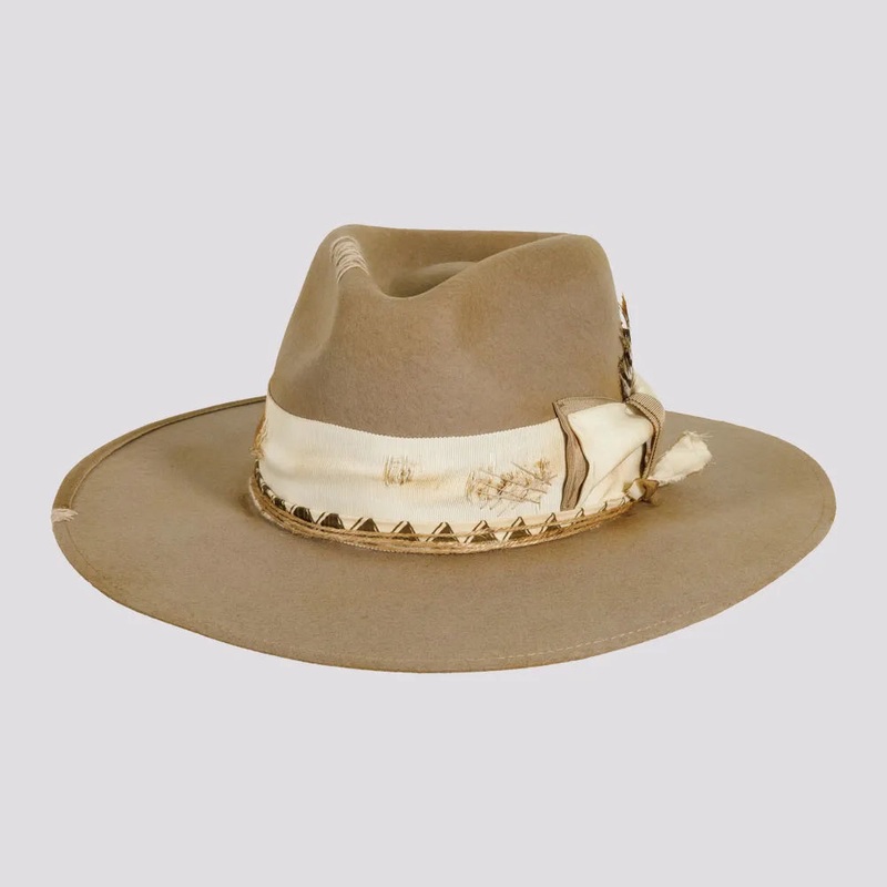 Justice | Womens Wool Felt Outback Fedora Hat Fawn S/M