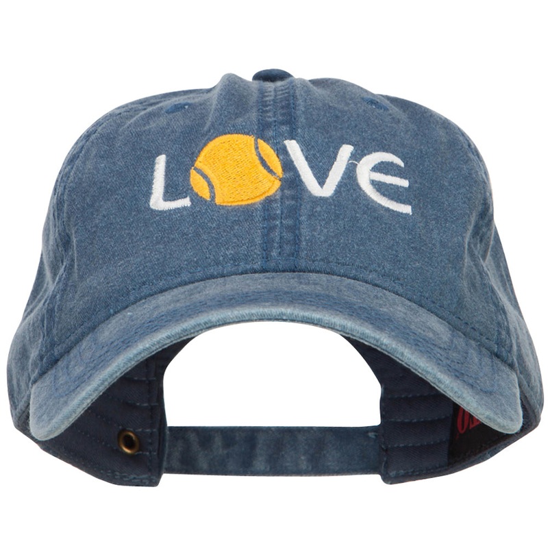 Love with Tennis Ball Embroidered Washed Cotton Cap Navy One Size