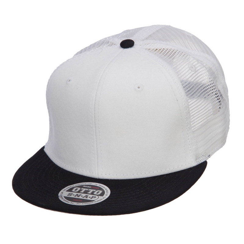 Mesh Premium Snapback Flat Bill Cap Black Red One Size