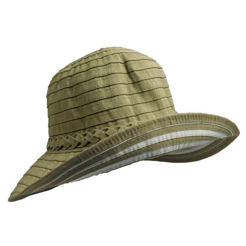 Ribbon Bucket Hat with Metallic Detail – Jeanne Simmons Navy OS (57 cm)