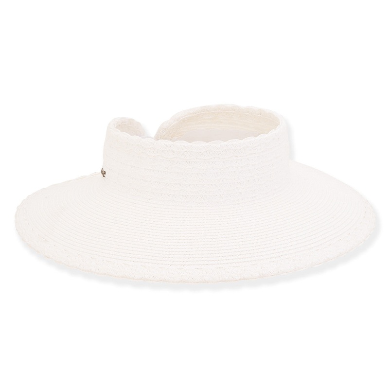 Scalloped Edge Wrap Around Visor Hat – Sun ‘N’ Sand Hats White