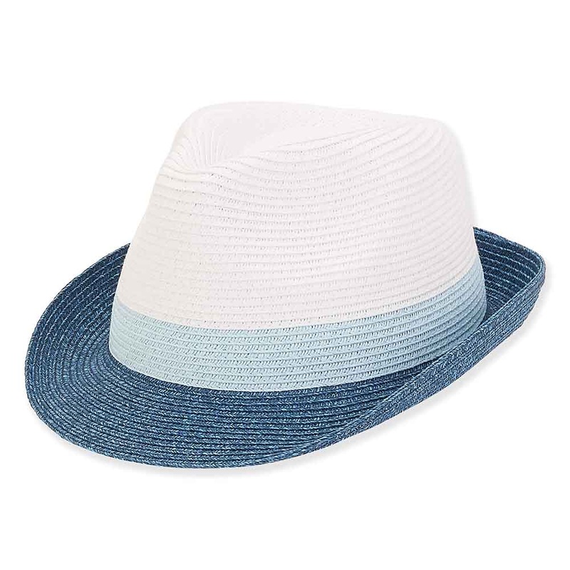 Small Size Fedora Hat with Blue Brim – Sunny Dayz Hats White Small (54 cm)