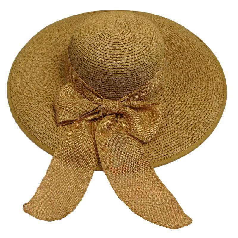 Summer Floppy Hat with Linen Scarf by Milani Latte