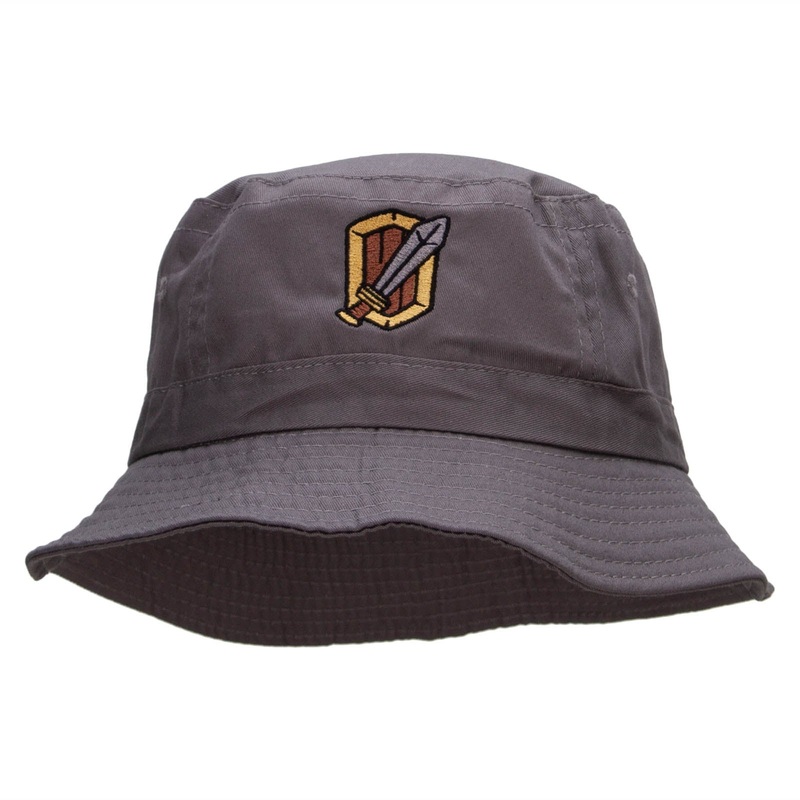 Sword & Shield Embroidered Bucket Hat Charcoal One Size
