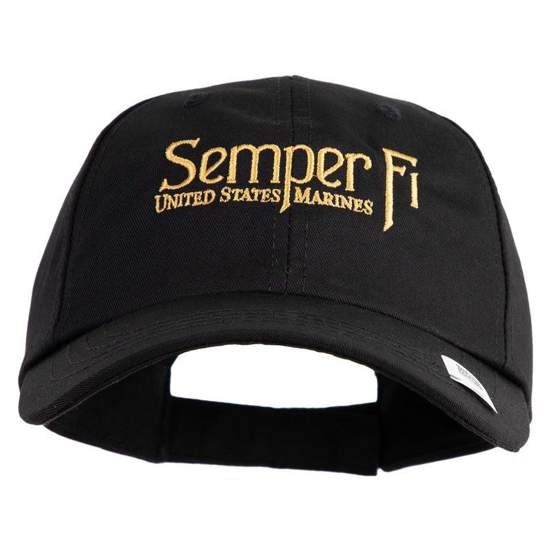 United States Marines Semper Fi Embroidered 6 Panel Unstructured Cotton Twill Cap Made in USA Black One Size