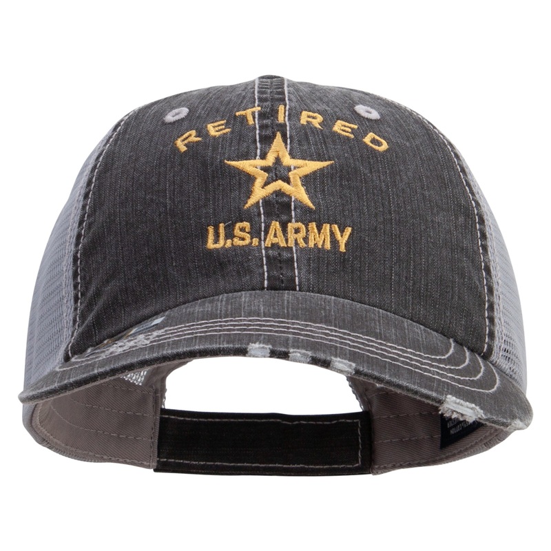 US Army Retired Military Embroidered Low Profile Special Cotton Mesh Cap Black One Size