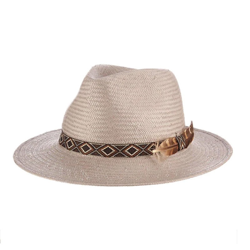 West Straw Fedora with Guatemalan Band – Carlos Santana Hats Grey Large (59 cm)