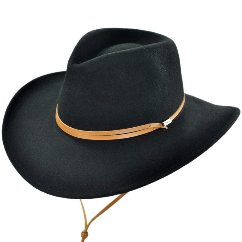 Wholesale Crushable Wool Felt Chincord Outback Hat B2B Pre-Pack BLACK 1S-3M-4L-3XL-1XXL